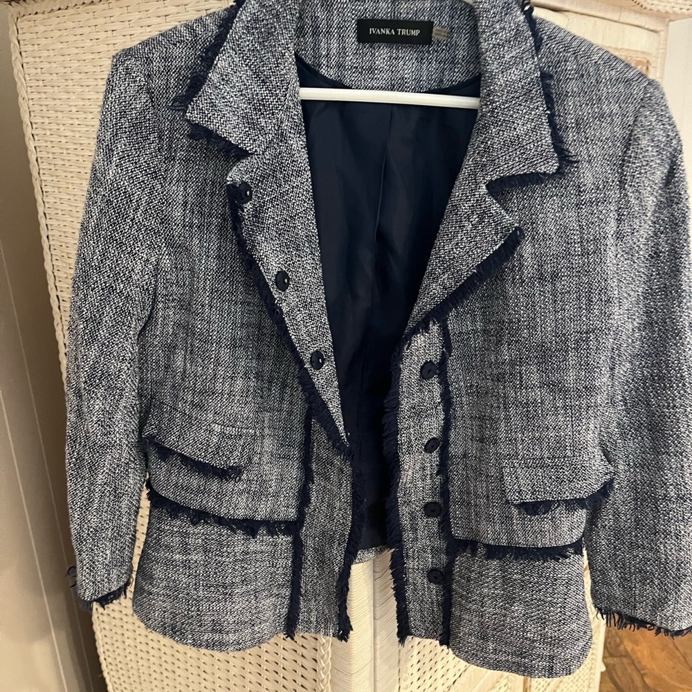 Ivanka Trump Blue Blazer Structured Fit Notched Lapel